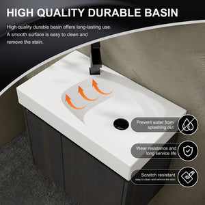 English Elm 24 Inch Bathroom Vanity Floating Ceramic Basin Sink Combo with Double-Door Wall-Mounted Storage Cabinet Durable Engineered Wood Modern Design Black W1972P190342