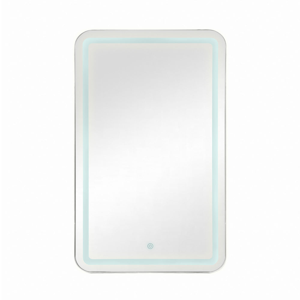 English Elm Rectangle LED Medicine Cabinet Mirror with Soft Touch Light, Magnetic Accessories, Tempered Shelves, Wall-Mounted Storage Silver W688P210793