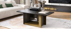 English Elm VIBE Modern Light Luxury Two-Piece Coffee Table Set with Metal Frame and Durable MDF Top for Living Room Black N724P321447B