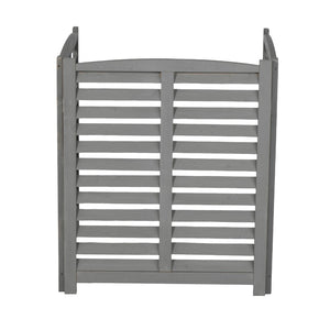 English Elm 3-panel Slatted Wood Outdoor Privacy Screen for Ac Units Trash Enclosures Gardens Grey W2640P272033
