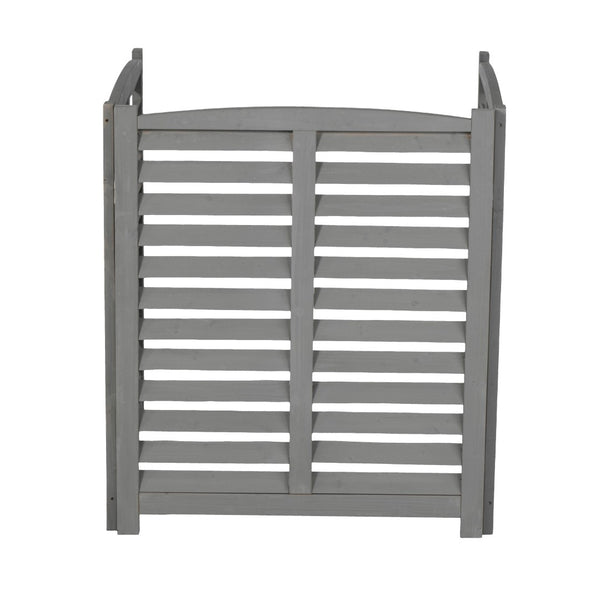English Elm 3-panel Slatted Wood Outdoor Privacy Screen for Ac Units Trash Enclosures Gardens Grey W2640P272033