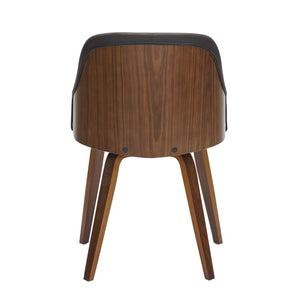 English Elm Bacci Mid-Century Modern Dining Accent Chair with Walnut Wood Barrel Back and Tapered Legs, Upholstered Comfort Brown B202P223831