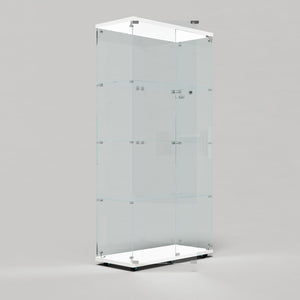 English Elm Tempered Glass Display Cabinet With Bluetooth Led Light, Lockable, Mobile Storage For Home & Office W3155S00006-GIGA