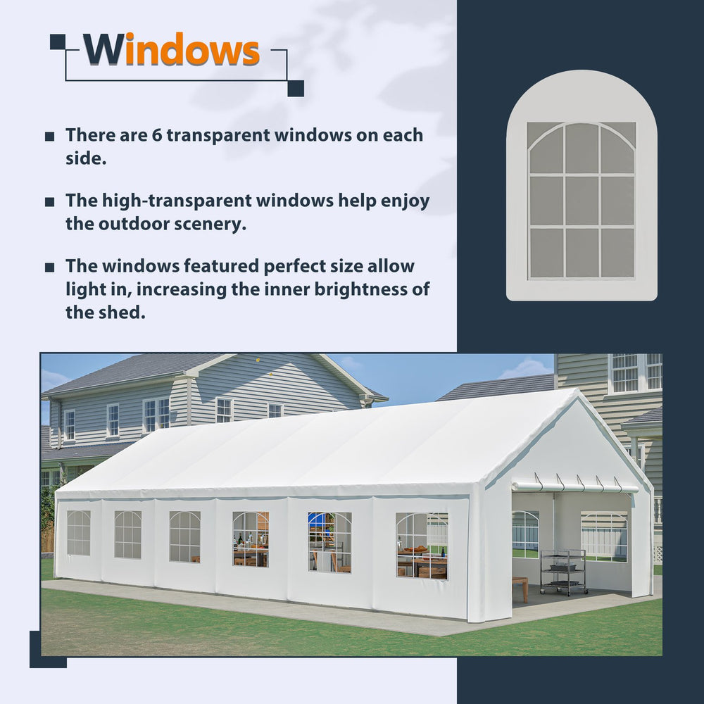 English Elm 20x40FT Heavy Duty Party Tent with Removable Sidewalls, 180g PE Waterproof Canopy & Galvanized Frame W1422S00041