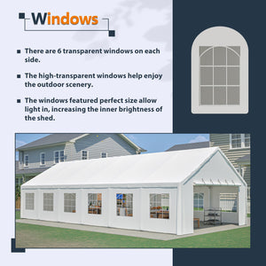English Elm 20x40FT Heavy Duty Party Tent with Removable Sidewalls, 180g PE Waterproof Canopy & Galvanized Frame W1422S00041