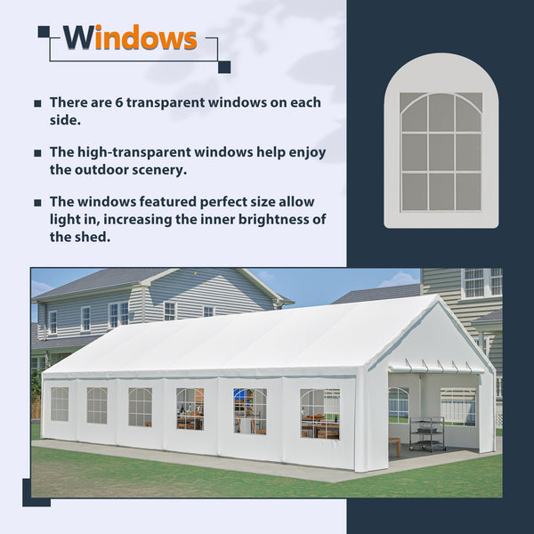 English Elm 20x40FT Heavy Duty Party Tent with Removable Sidewalls, 180g PE Waterproof Canopy & Galvanized Frame W1422S00041
