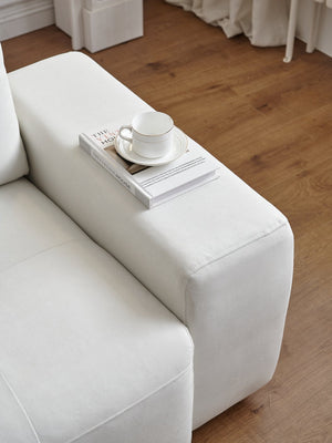 English Elm 3 Seater Sofa Modern 89" Beige Velvet Couch for Small Spaces Cat-Friendly Waterproof Scratch-Resistant W2656S00001