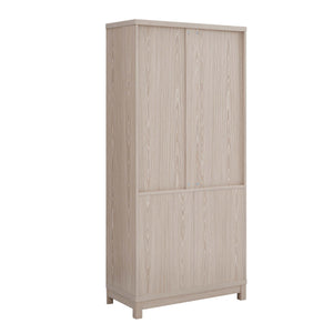 English Elm Jodie Elegant 31" Bookcase Cabinet with 6 Adjustable Shelves, Glass Display Doors & Metal Handles Oak B365P397896
