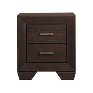 English Elm MDF Nightstand with 2 Drawers — Classic Wood Veneer Nightstand with Metallic Hardware and Tapered Legs Espresso B016P254582