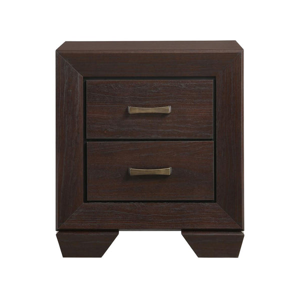 English Elm MDF Nightstand with 2 Drawers — Classic Wood Veneer Nightstand with Metallic Hardware and Tapered Legs Espresso B016P254582