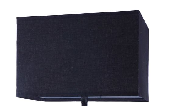 English Elm Modern Glass Bubble Column Table Lamp with Rectangular Shade, Ambient LED Glow and USB Port Black 21.85 L x 10.24 W x 17.52 H B2741P290783