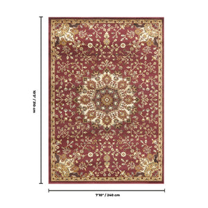 English Elm Classic Medallion Persian Style Area Rug with Ornate Border for Dining or Living Room B186P452295