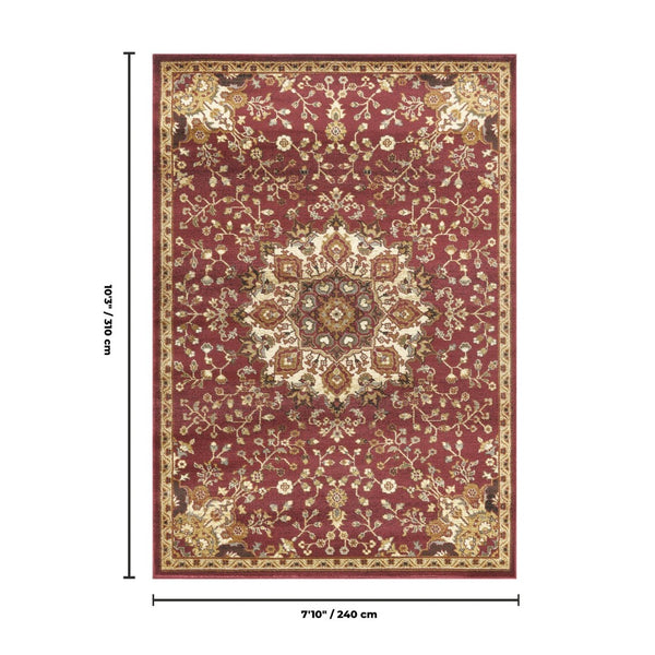 English Elm Classic Medallion Persian Style Area Rug with Ornate Border for Dining or Living Room B186P452295