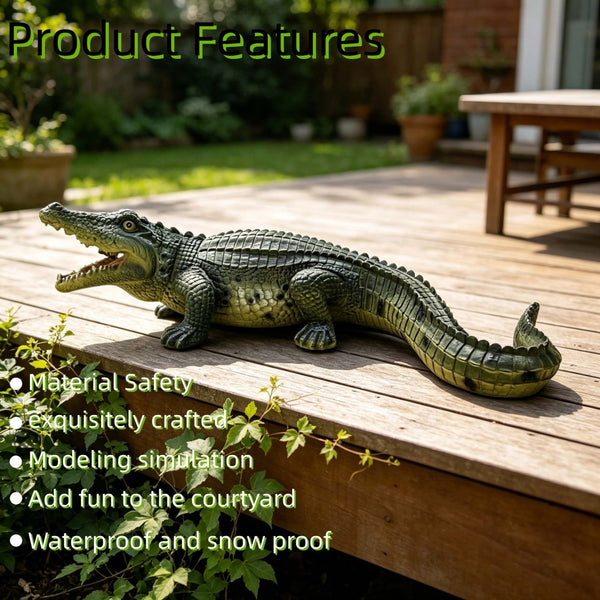 English Elm 23" Resin Crocodile Garden Statue Weatherproof Wildlife Sculpture for Pond and Patio W5709P462880
