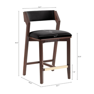 English Elm Counter Stool Velvet Upholstered Walnut Frame with Gold Footrest for Kitchen Bar B365P398016
