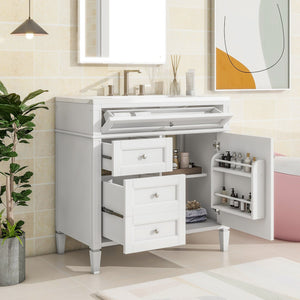 English Elm 36'' Modern Bathroom Vanity With Ceramic Sink, Soft-Close Drawers, Ample Storage & Elegant Design N710P230246K