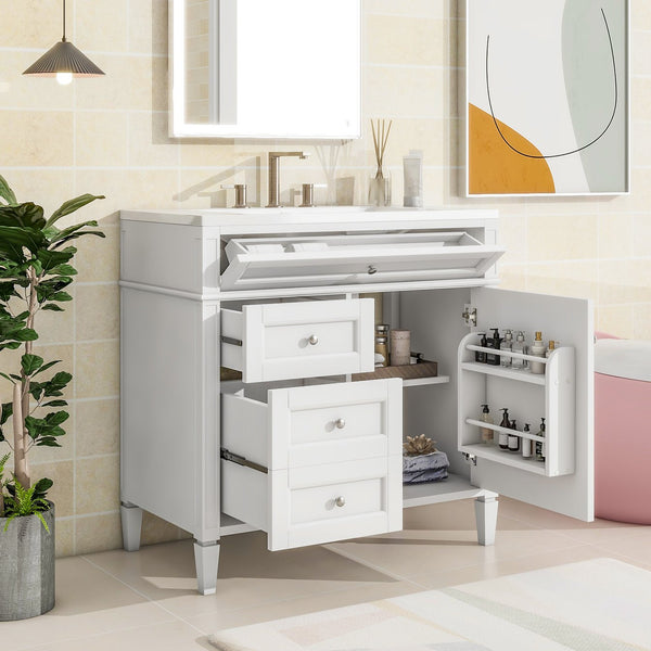 English Elm 36'' Modern Bathroom Vanity With Ceramic Sink, Soft-Close Drawers, Ample Storage & Elegant Design N710P230246K