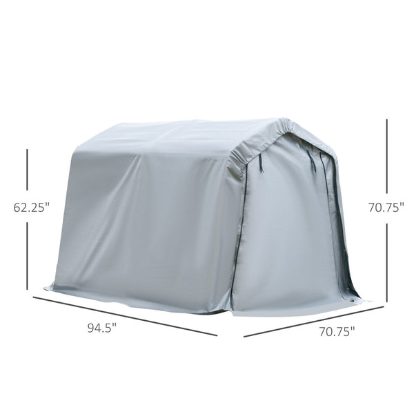 English Elm Outsunny Portable Galvanized Steel Carport with Uv Shield Pe Cover for Bikes and Tools W2225P200751