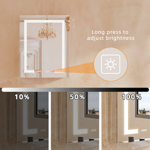 English Elm Bathroom Aluminum Medicine Cabinet with Led Dimmer Anti-fog Clock and Usb Charging Ports W5609P461277