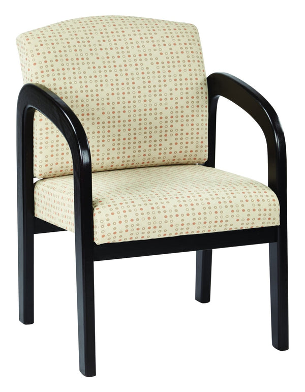 OSP Home Furnishings Espresso Wood Frame Visitor Chair with Lumbar Support and Luna Fabric for Office Spaces WD388-K100