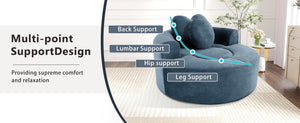 English Elm Round Cloud Sofa Bed Waffle Fabric Memory Foam Convertible Couch for Small Space Living Blue W3224P492030