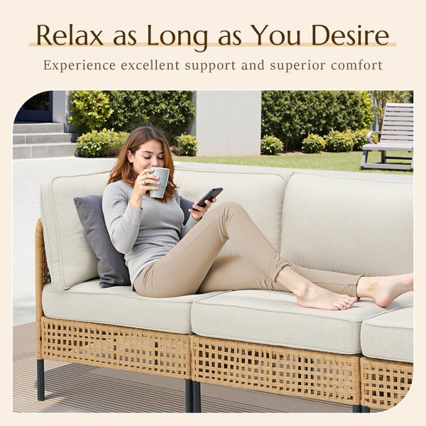 English Elm Outdoor Wicker Swivel Glider Chair Set Patio Rocker with Plush T Back Cushions T3773P419997
