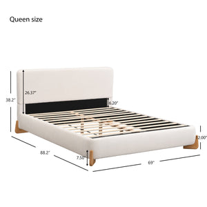 English Elm Christopher Knight Home® - Elegant Boucle Upholstered Queen Bed – Luxurious White Centerpiece For A Stylish Bedroom Retreat N769P227994Q