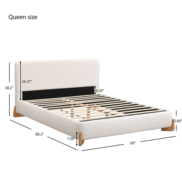 English Elm Christopher Knight Home® - Elegant Boucle Upholstered Queen Bed – Luxurious White Centerpiece For A Stylish Bedroom Retreat N769P227994Q