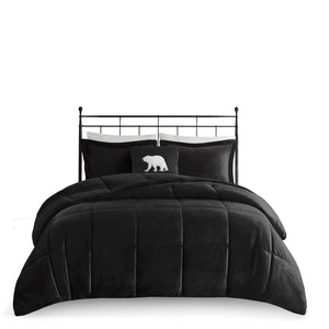 English Elm 4-piece King Sherpa Reverse Comforter Set with Hypoallergenic Fill for Bold Bedrooms B035P408272