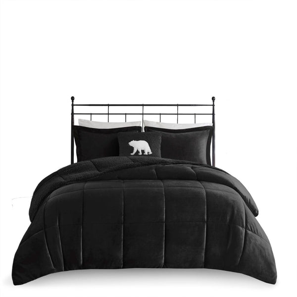 English Elm 4-piece King Sherpa Reverse Comforter Set with Hypoallergenic Fill for Bold Bedrooms B035P408272