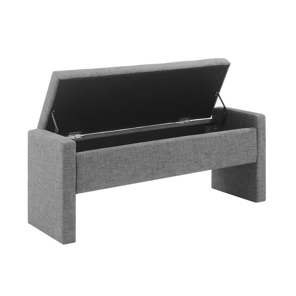 English Elm Modern Upholstered Bed End Bench with Hidden Storage, Linen Seat, Foam Comfort, Multiuse Accent Piece DARK GREY W2671P222552