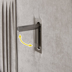 English Elm Queen Modern Upholstered Platform Bed with Pleated Chenille Headboard, Built-In Nightstand & Lamp Beige W487S00402