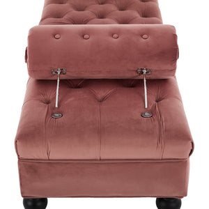 English Elm Modern Tufted Velvet Bench with Gourd Legs and Pillows for Bedroom Entryway Pink N761P335807H