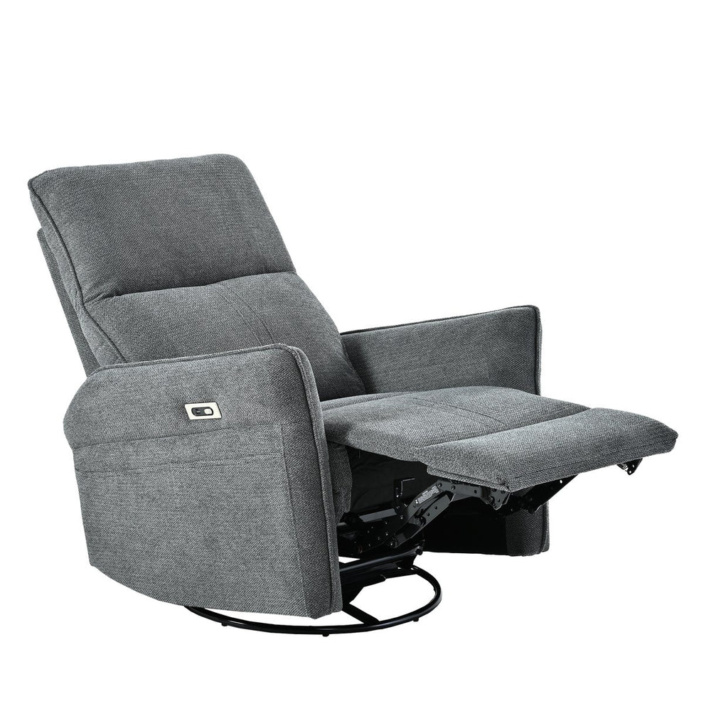 English Elm 270° 270° Power Swivel Recliner Chair with USB Ports, 30° Rocking, 95–150° Recline for Small Spaces Dark Gray W1028S00050