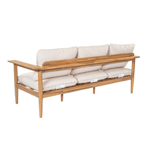 English Elm Terassi Solid Acacia Wood Patio Sofa with Teak Finish and Beige Cushioned Seating N775P370352T