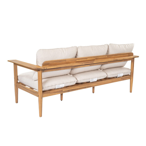 English Elm Terassi Solid Acacia Wood Patio Sofa with Teak Finish and Beige Cushioned Seating N775P370352T