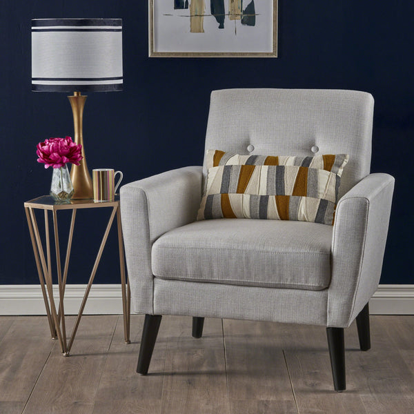 English Elm Christopher Knight Home® - CLUB Vintage-Inspired Fabric Club Chair with Nailhead Trim & Scroll Arms, Birch Legs, Contemporary Comfort LIGHT GREY 31.5 L x 27.75 W x 18.5 H 60848.00LGRY