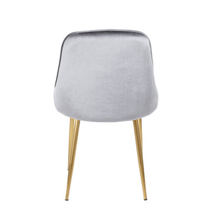 English Elm Marcel Velvet Dining Chair with Gold Tapered Legs — Glam Contemporary Upholstered Seat, Set of 2 Blue+Grey B202P223863