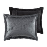 Intelligent Design Mira Glam/Luxury Crushed Velvet Sherpa Reversible Comforter Set ID10-2380 Charcoal