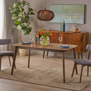 English Elm Christopher Knight Home® - DINING Mid-Century Solid Wood & Faux Wood Top Table with Rubberwood Legs, Sleek Rounded Edge Design Walnut 58907.00