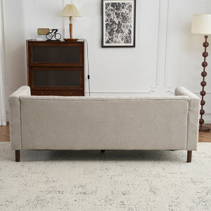 English Elm Christopher Knight Home® - 78" Upholstered Sofa with Tufted Linen-Like Fabric, Deep 19" Seat, Sturdy Rubber Wood Legs, 900lb Capacity Gray+Beige N763P243921A