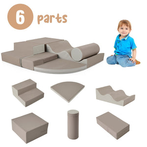 English Elm Soft Foam 6 Piece Modular Climbing Playset for Toddler Indoor Active Play N710P223031Z