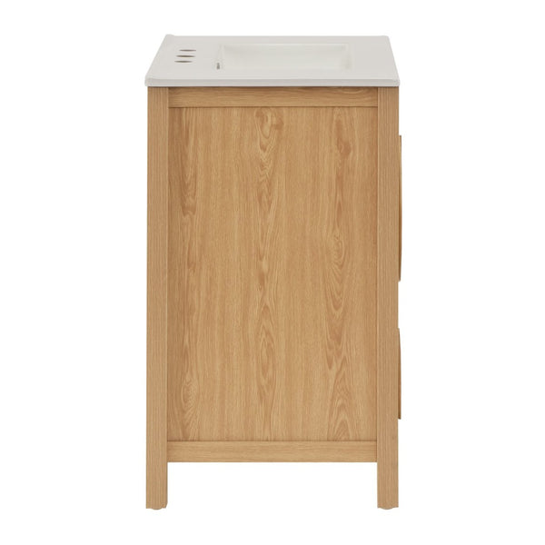 English Elm 30 Inch Fluted Freestanding Bathroom Vanity Solid Wood Soft Close Spa Style W5278S00004
