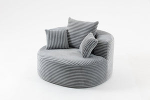 English Elm Full Foam Corduroy Single Seat Lounge Sofa with Lumbar Pillows for Small Spaces Grey W3326P350900