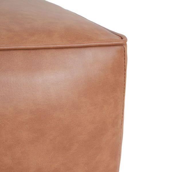 English Elm Upholstered Square Pu Leather Ottoman with Coil Spring Support for Modern Living Rooms N757P414087T