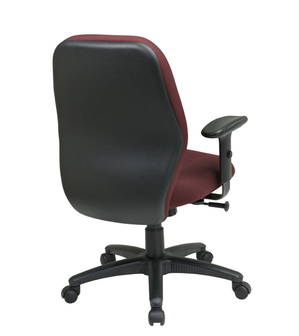 OSP Home Furnishings Mid Back Ergonomic Manager Chair with Synchro Tilt Lumbar Support and Padded Arms Burgundy 3121-227