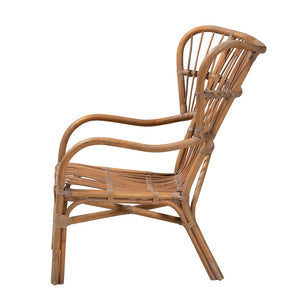 English Elm Modern Handcrafted Rattan Armchair Openwork Weave Bohemian Living Room Accent B2750P420360