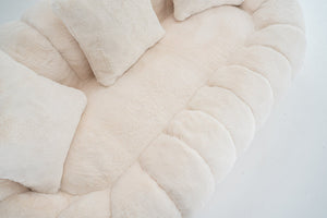 English Elm Floral-shaped Faux Fur Two Seater Sofa Sculptural Petal Design for Cozy Living Rooms Beige W2012P399200