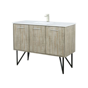 English Elm Rustic Acacia Bath Vanity 48" W X 20" D, White Quartz Top & Brushed Nickel Faucet For Modern Charm B2731P259619-GIGA
