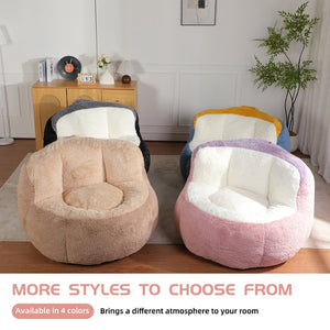 English Elm Oversized Multicolor Faux Fur Bean Bag Chair - Cozy Lounger With Shredded Foam, No Assembly Needed! W3723P375715-GIGA